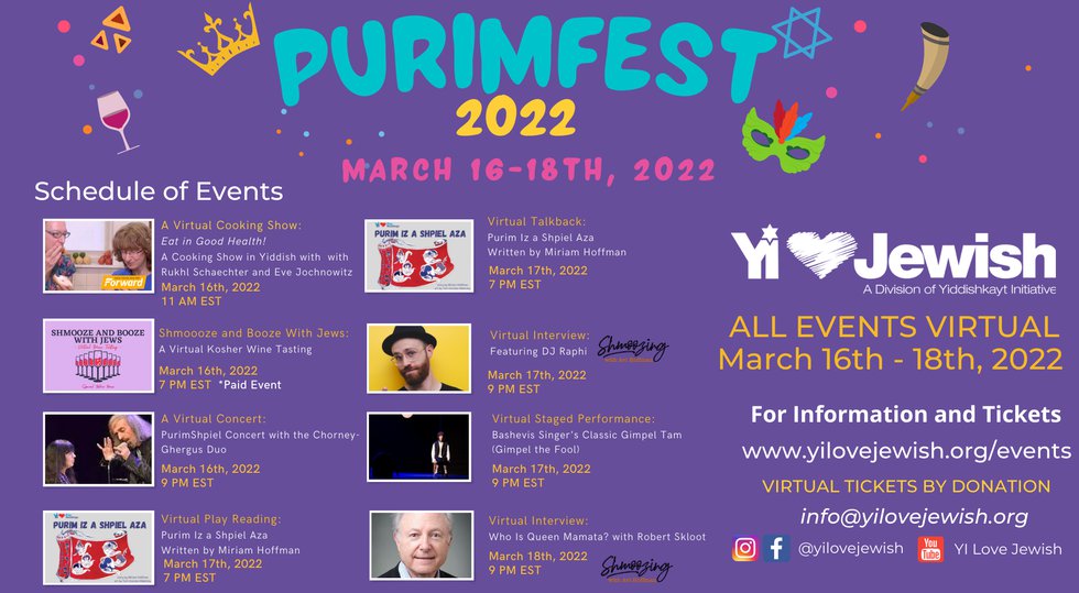 PurimFest 2022 Calendar and Press Creative