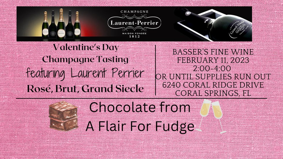 Valentine's Day CHampagne tasting featuring laurent perrier Rosé, Brut, grand siecle - 1