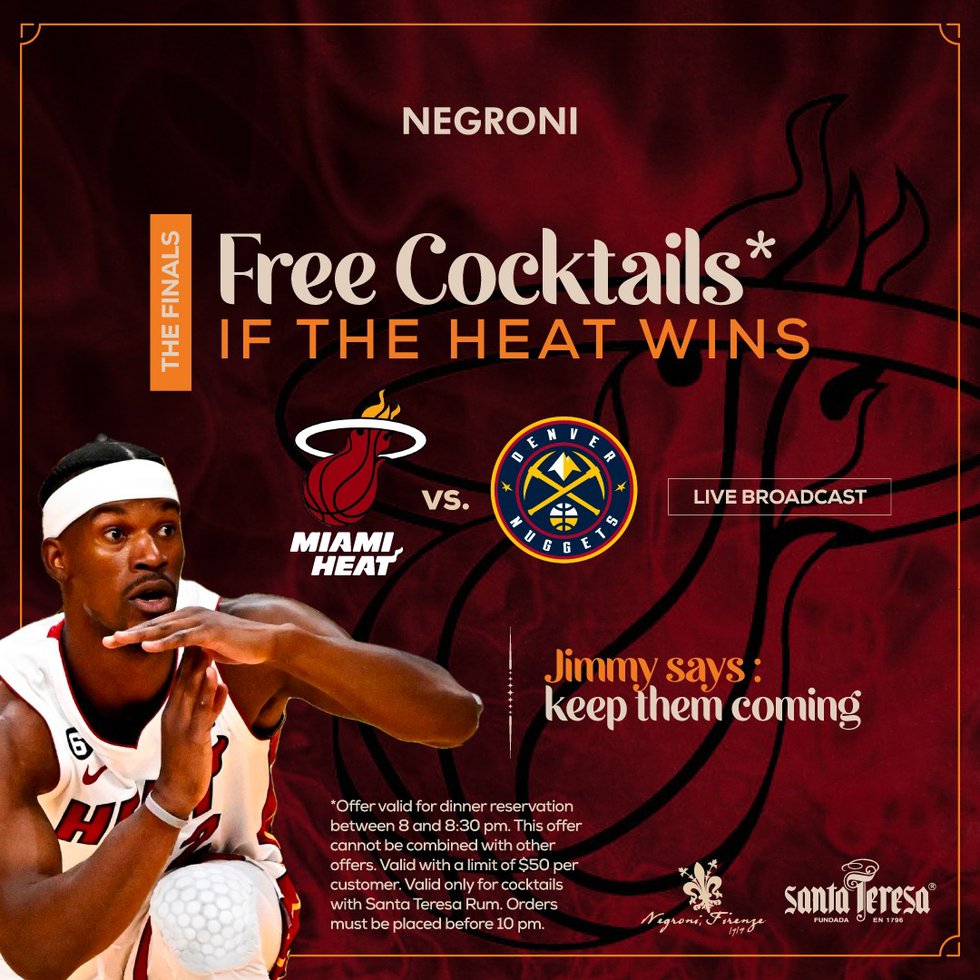 Victory Pour NBA Finals Watch Parties at Negroni Midtown with Free Cocktails (if) the Heat Wins