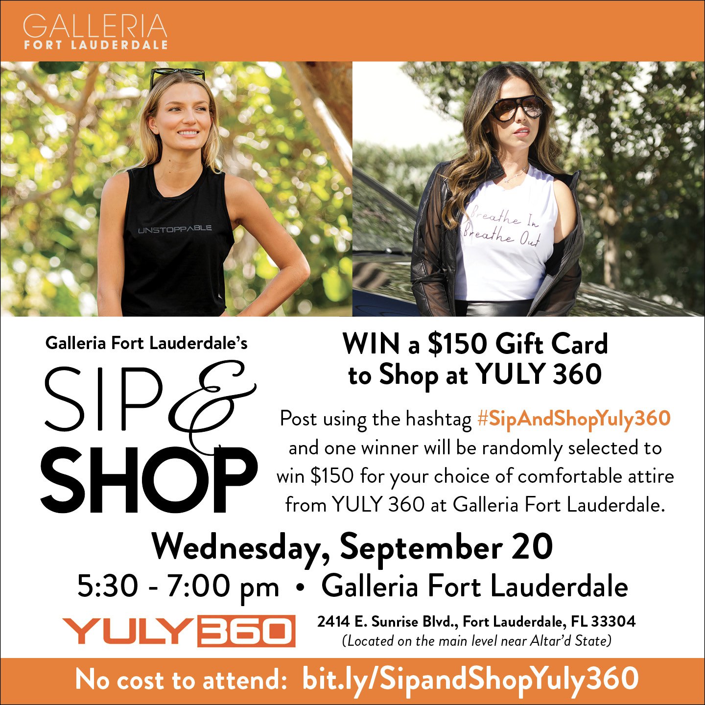 Galleria Fort Lauderdale's “Sip & Shop” at Yuly360 to Benefit HandsOn  Broward 