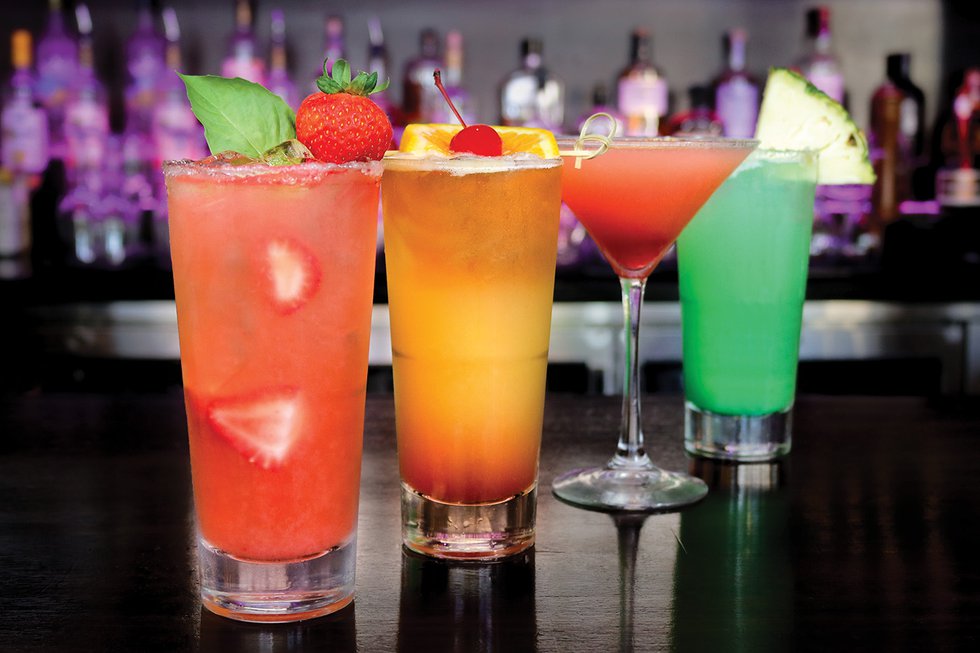 Bos Pub_Cocktails_Strawberry Basil Margarita, Hurricane, Peach Orange Blossom Martini, Endless Summer Rum Punch.jpg